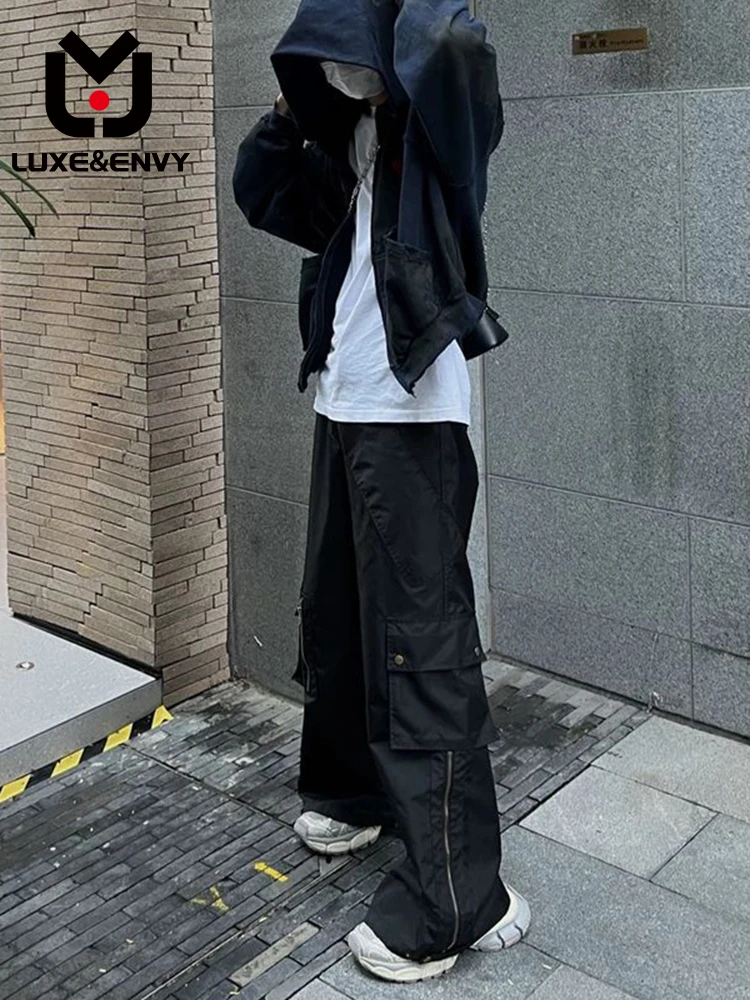 

LUXE&ENVY Side Zipper Large Pocket Pants Men's Street Casual Pants
