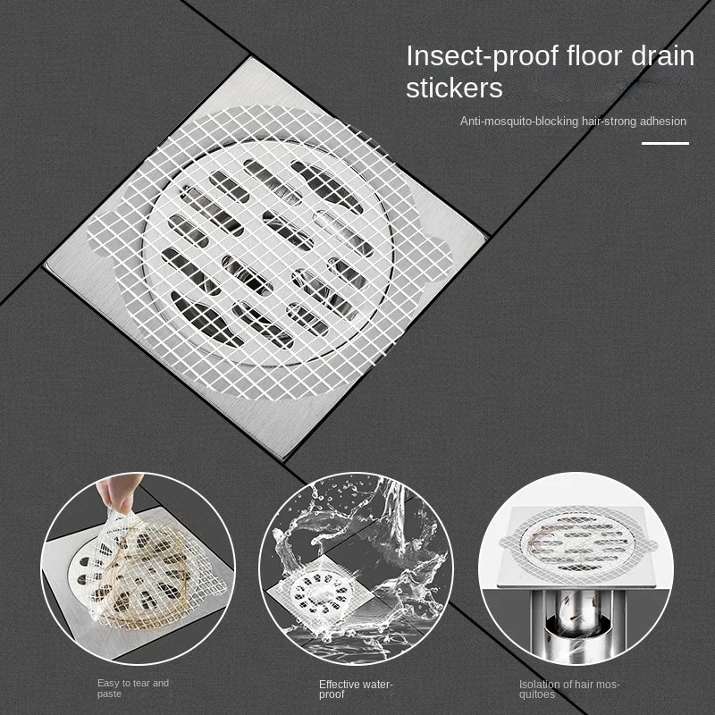 

100pcs Anti-blocking Filter Disposable Floor Drain Stickers Kitchen Bathroom Drain Stopper Cover Hair Filter Bathroom Accessorie