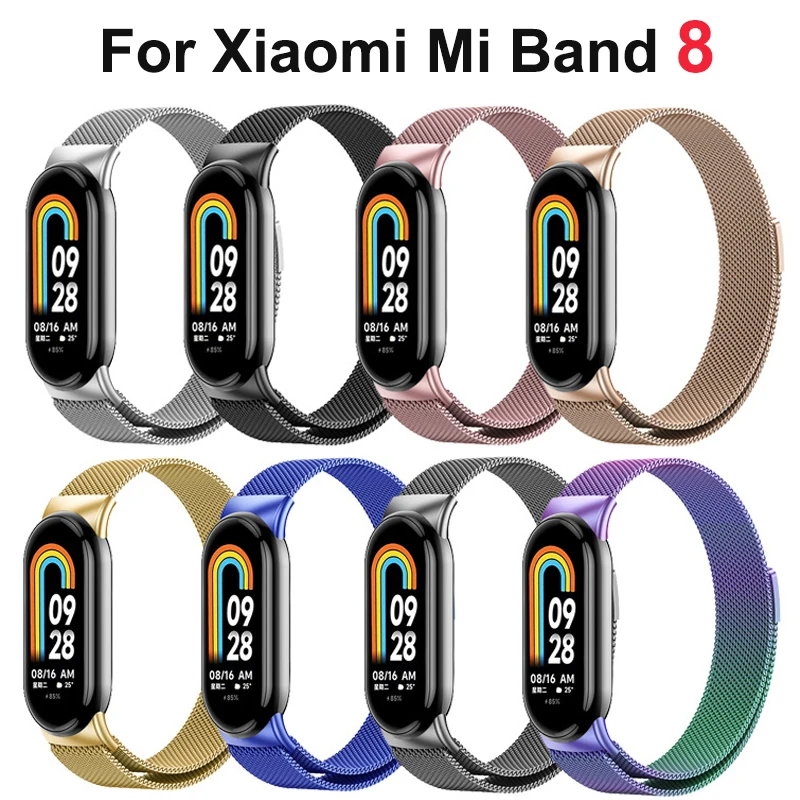 

Milanese Loop Strap for Xiaomi Mi Band 8 Metal Magnetic Wristband Miband8 Stainless Steel Watchband for Smart Mi Band 8 Bracelet