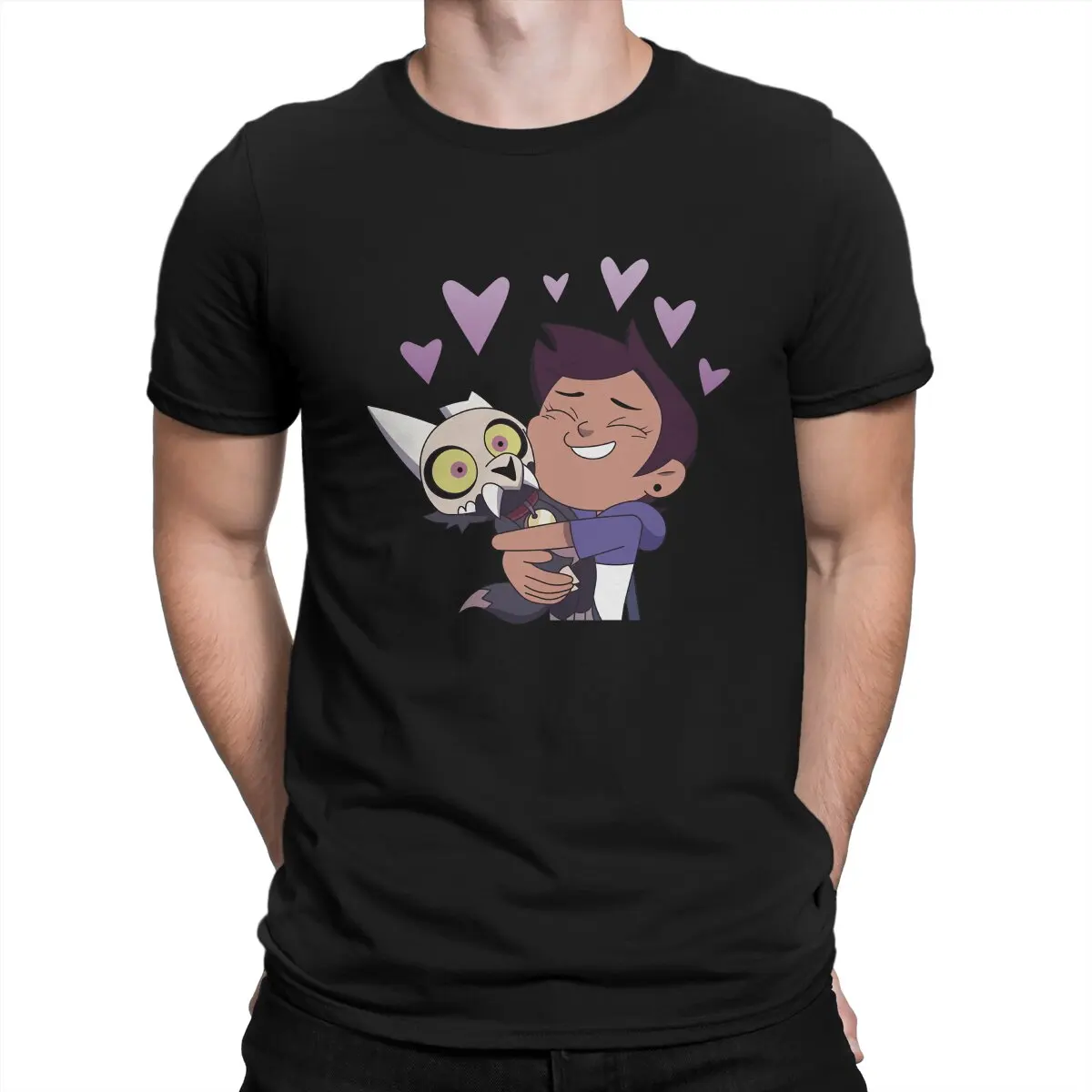 

Классические мужские футболки Luz Cuddles King, Винтажная футболка с анимацией в виде совы и дома, футболка с круглым вырезом, классическая одежда ...