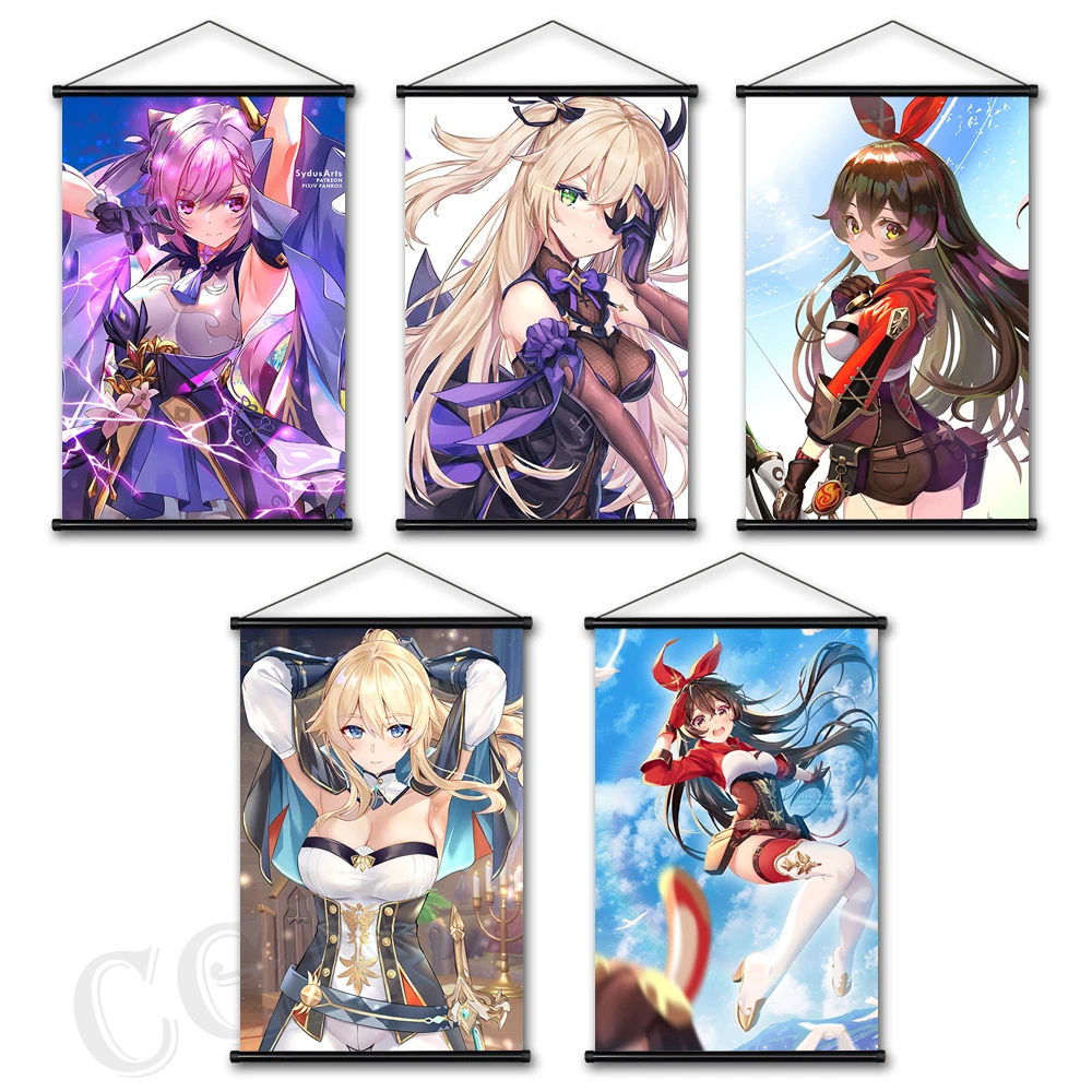 

Холщовая живопись Genshin Impact, искусство, игра, ролевая картина, печать плаката, подвесные свитки, живопись, настенное украшение для дома, детск...