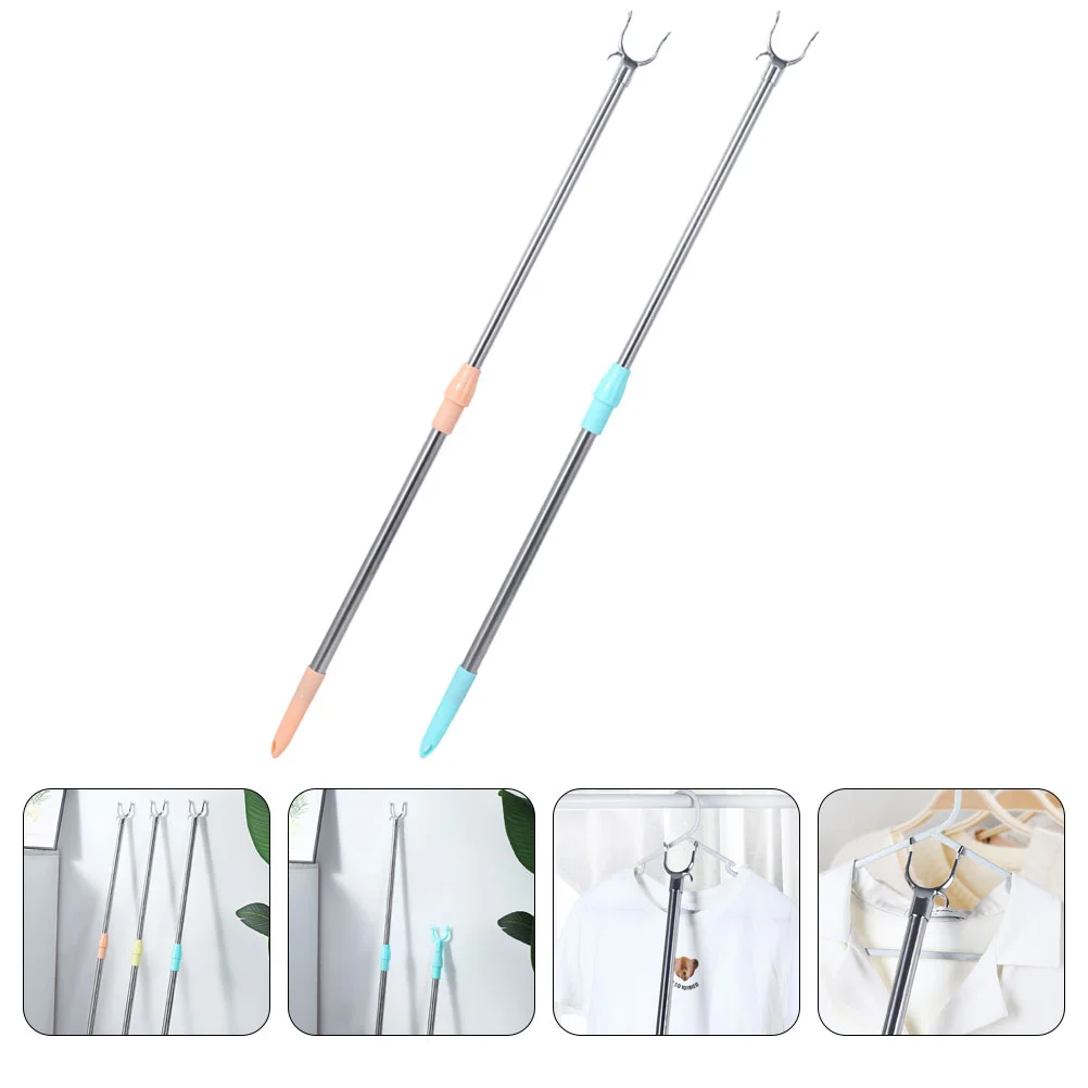 

Clothes Pole Retractable Poles Clothesline Rod Telescoping Reach Sticks Adjustable