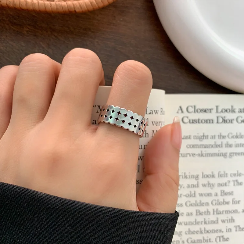 Женское Винтажное кольцо на палец простое серебряного цвета с широким