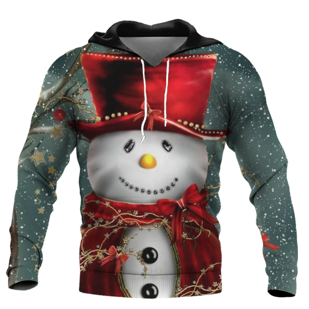 Winter Fashion Brand Design Men's Hoodie 3D Print Christmas Snowman Thickened Men's Pullover Men's Sports Sweater Fashion Sweate