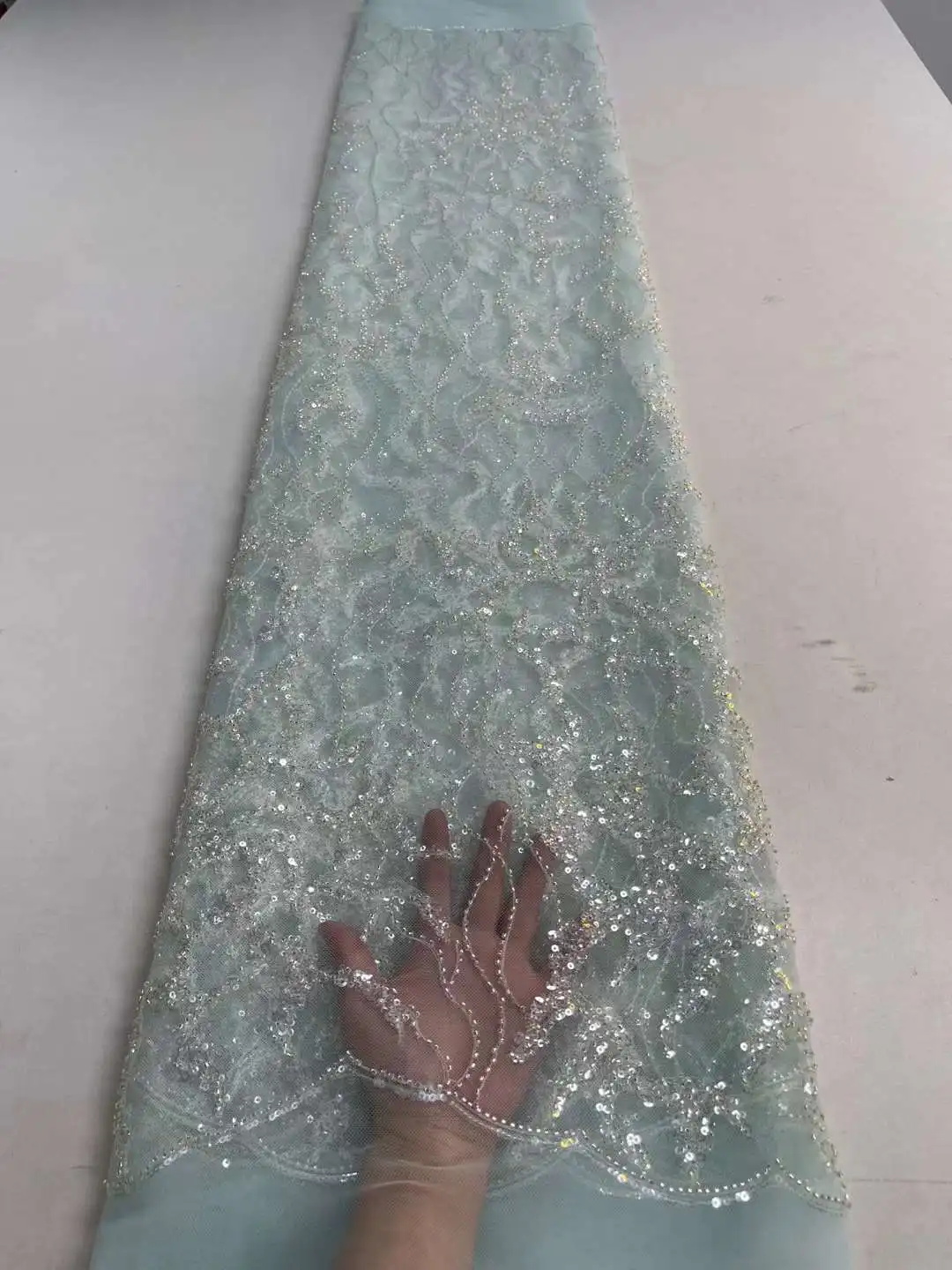 

African Lace Fabric 2022 Sequins Embroidery Groom Nigerian Lace Bridal High Quality French Tulle Lace Fabric For Wedding 5 yards