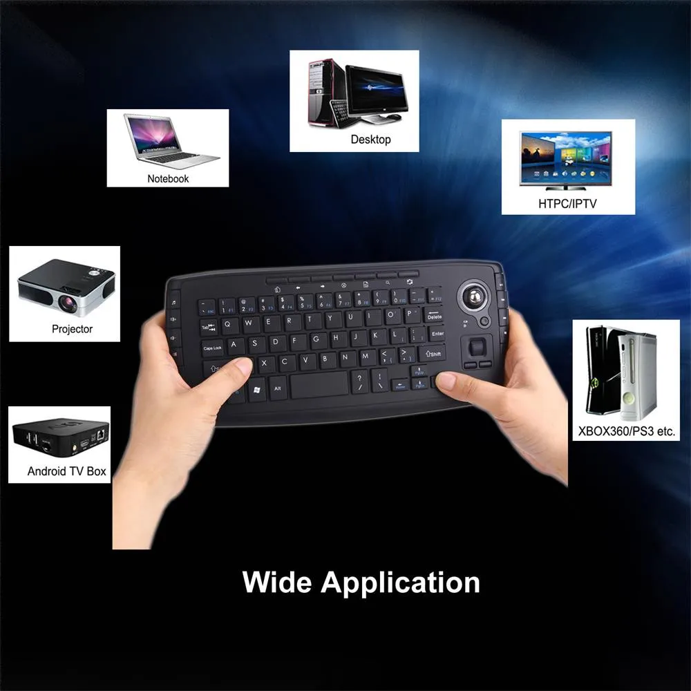 Dropping Ship 2.4g Mini Wireless Keyboard Multi-media Functional Trackball Air Mouse Teclado multimedia con trackball images - 6