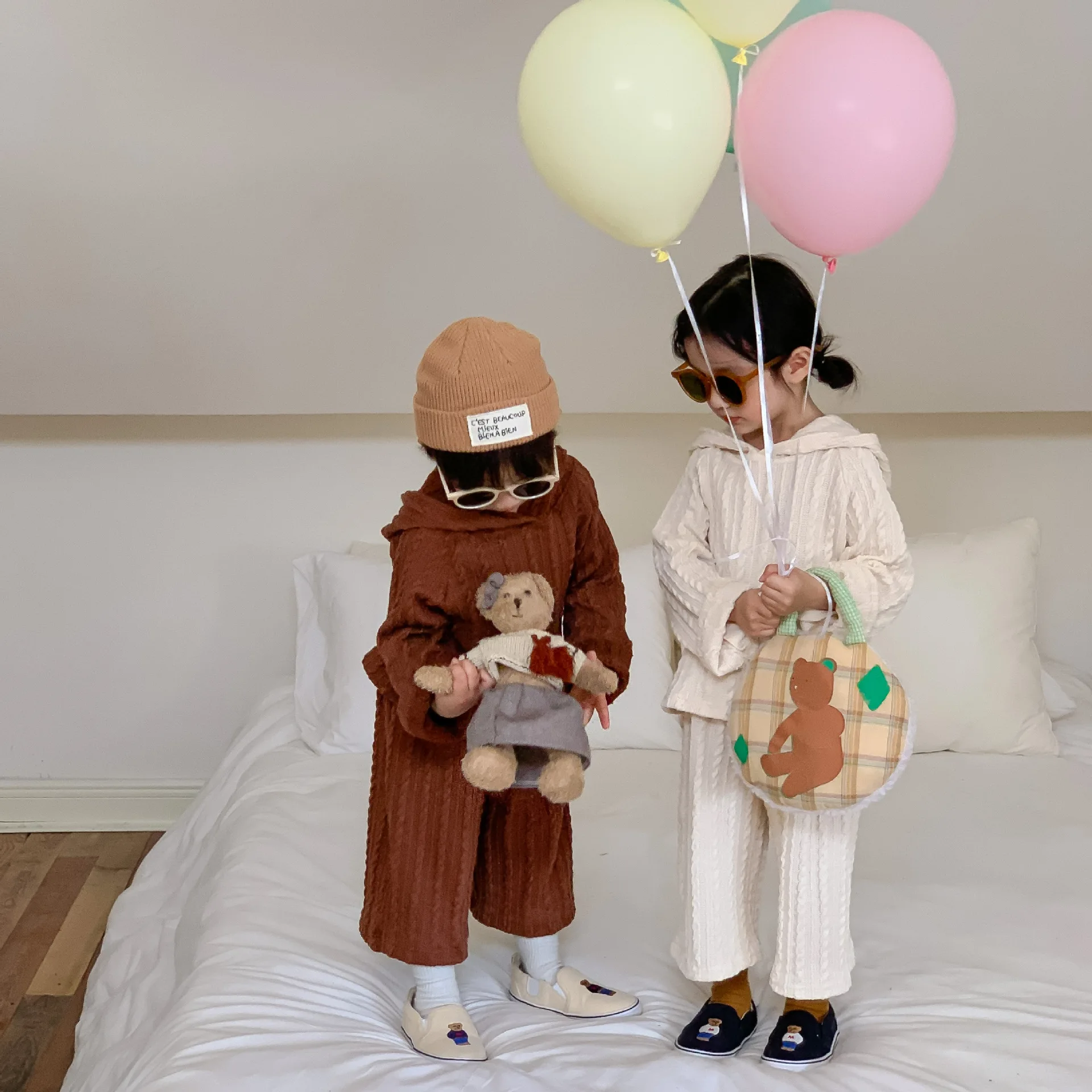 

Children Clothing New Fashionable Korean Style Kids Hoodie and Pants Unisex Casual Set Boys and Girls Simple Solid Color Clothes