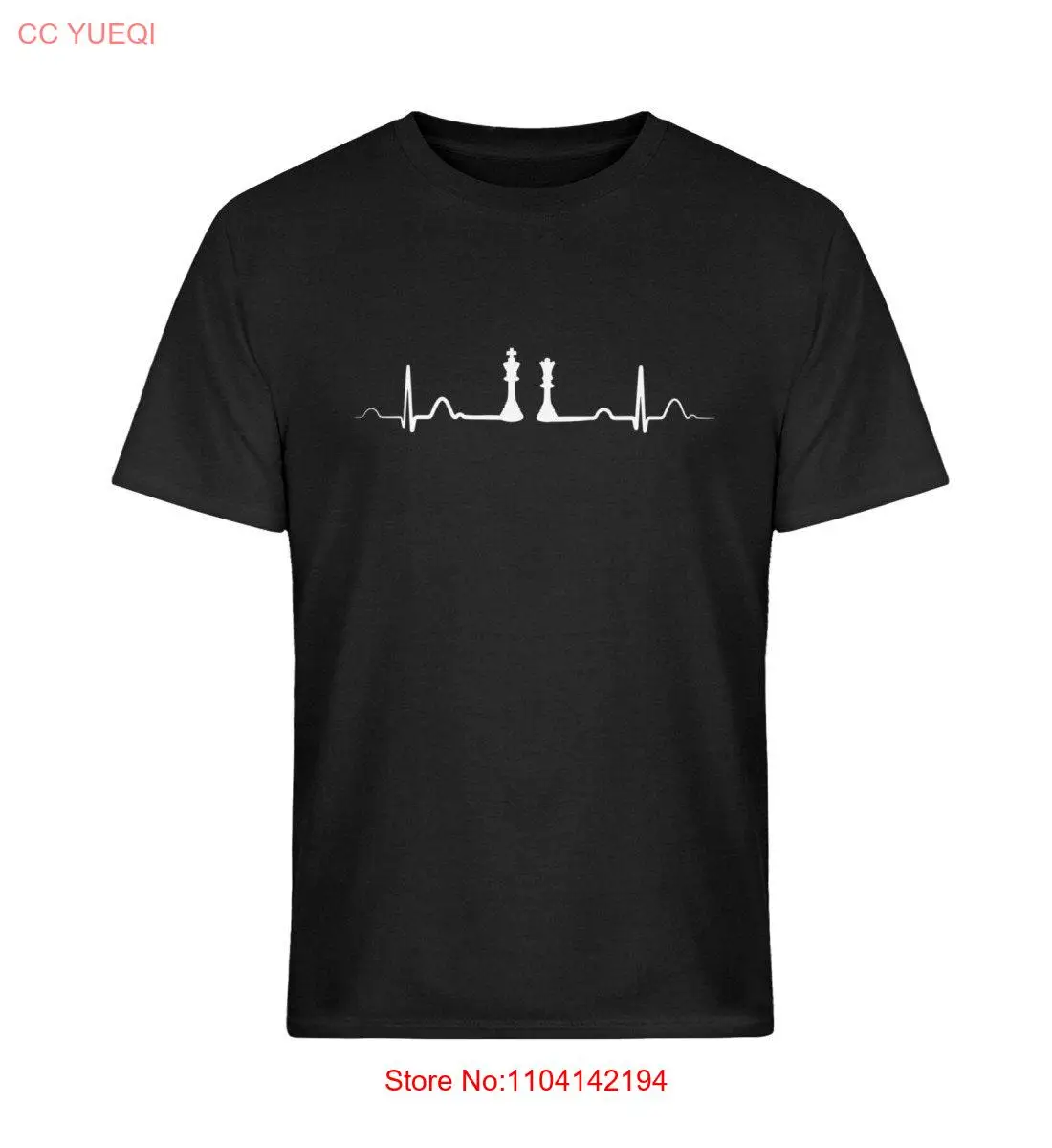 Футболка Chess Pieces Heartbeat Chessboard с длинными или короткими рукавами