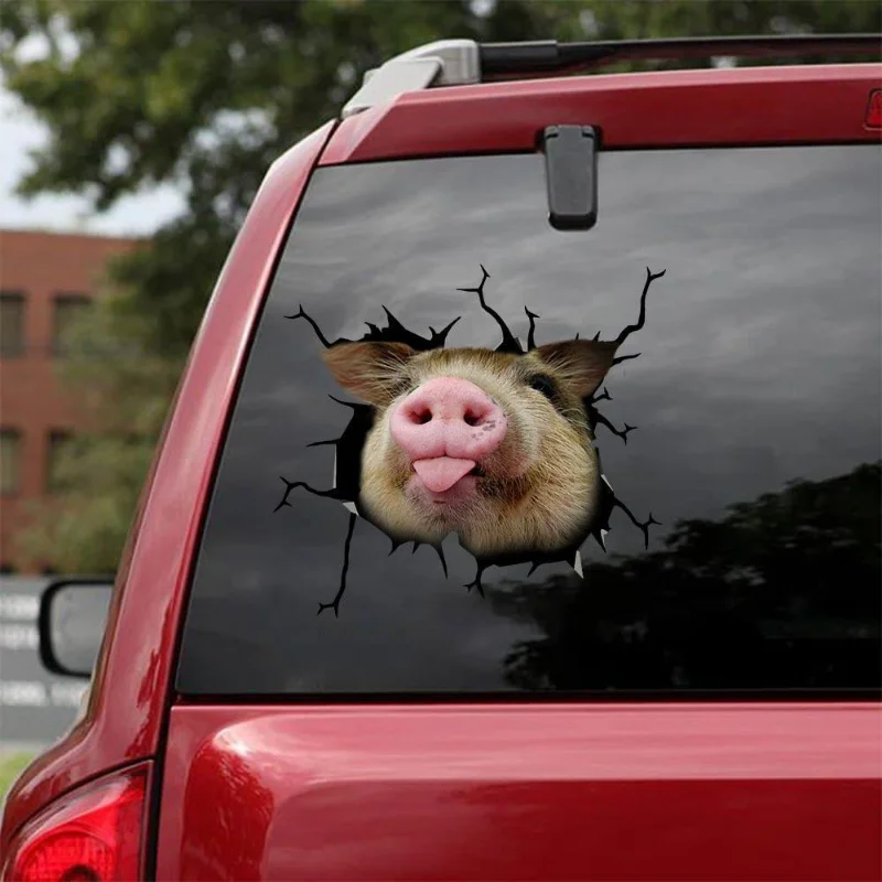 

Foreign Trade Animal Wall Stickers Pig Stickers Creative Broken Car Window Static StickersCreative Paste Without Glue