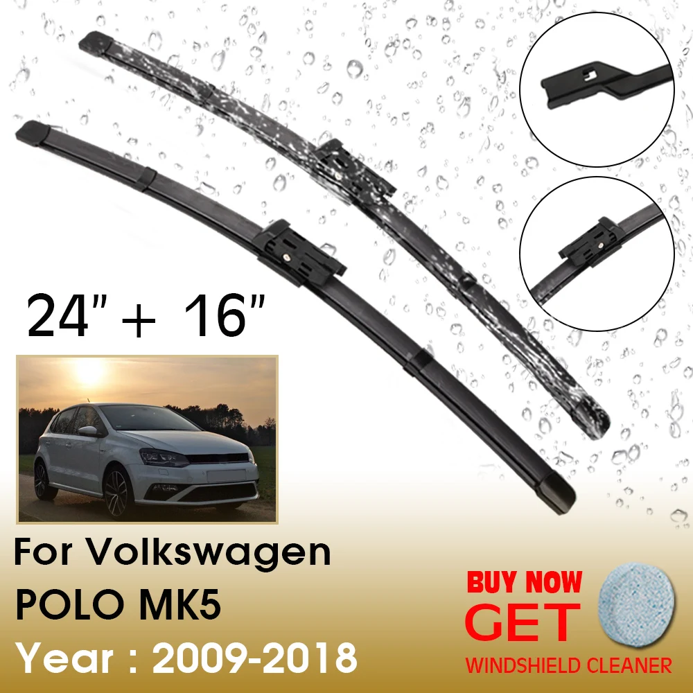 

Car Wiper Blade For Volkswagen POLO MK5 24"+16" 2009-2018 Front Window Washer Windscreen Windshield Wipers Blades Accessories