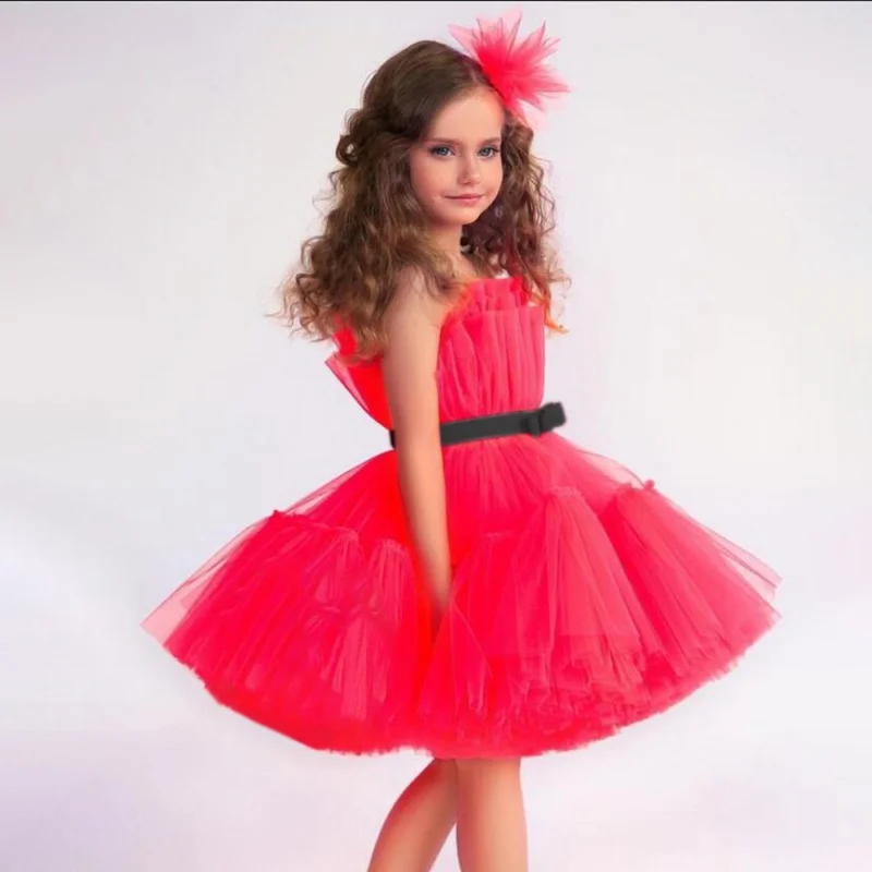 

Baby Girls Ruffles Party Dress Elegant 3 8 Year Fluffy Evening Princess Birthday Kids Dresses For Girl Wedding Children Costume