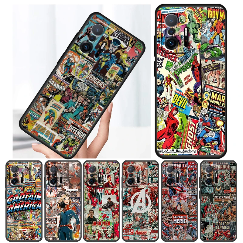 

Marvel Aesthetic Collage Case For Xiaomi 12T 12S 12 11 Ultra 11T 10T 9T Note 10 Pro Lite 5G Soft TPU Black Phone Cover Core