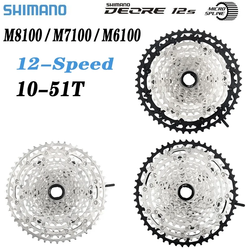 

SHIMAN0 XT SLX Deore M8100 M7100 M6100 12 Speed Mountain Bike Flywheel 12V K7 12S Sprocket 10-51T Micro Spline Cassette