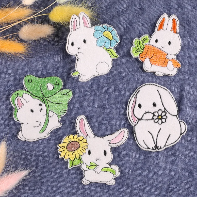 

1 Pcs Cute Plush Embroidery Patches Big Ears Bunny Self Sticker Stickers DIY Backpack Patch Clothing Jeans Patchs Custom Clothes