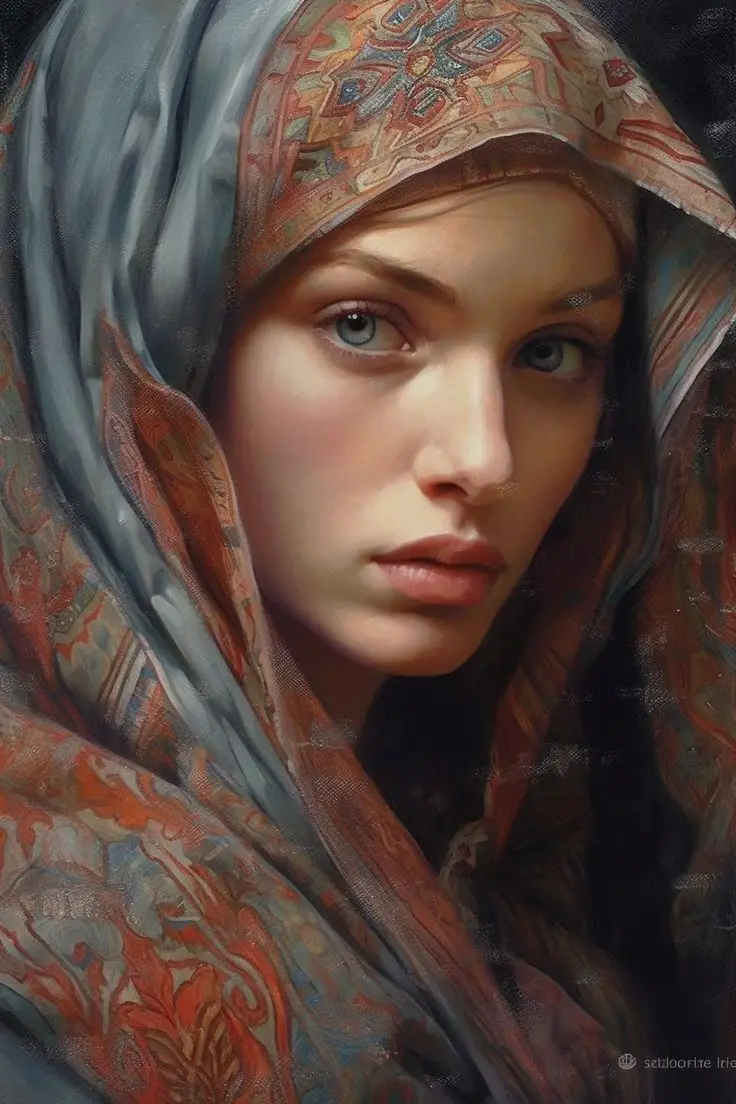 Женский головной платок с рамкой художник Дорота пиотровик художественный