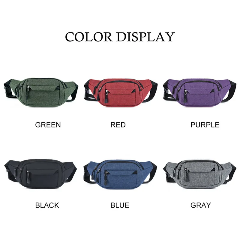 Fashion Waist Bag Waterproof Outdoor Sports Bag Canvas Pouch Travel Phone Bag Crossbody Bag Breast Package Casual Purse Wallet