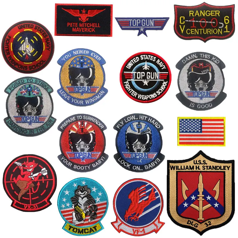 

Top Gun Flight Test MAVERICK Ranger Patch Vf-1 VX-31 Tomcat US Navy Fighter Weapon School Squadron Badge Patches for Jacket