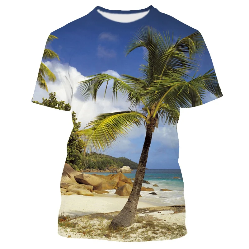 

Jumeast 3D Hawaiian Seascape Beach Printed T-shirty Oversize T-shirts Y2K Streetwear Harajuku Fashion Graphic T Shirts For Men