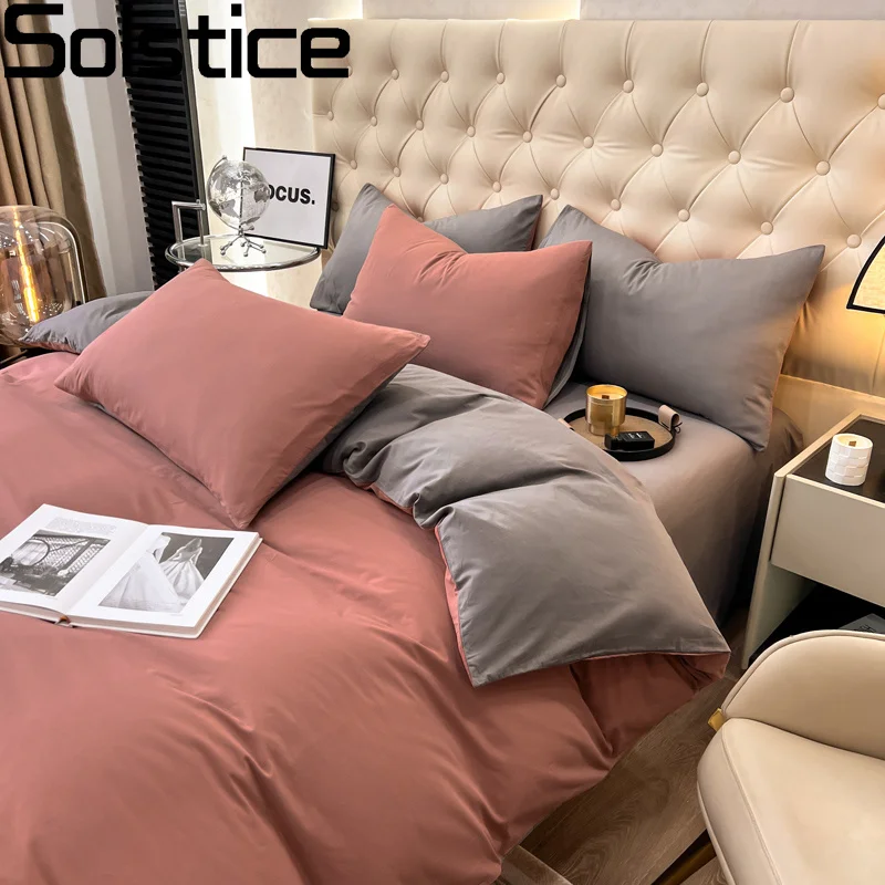 

Solstice Home Textile Twin Full Bedding Set Solid Red Duvet Cover Pillowcase Flat Bed Sheet Girl Kid Teen Bedroom Bed Linens