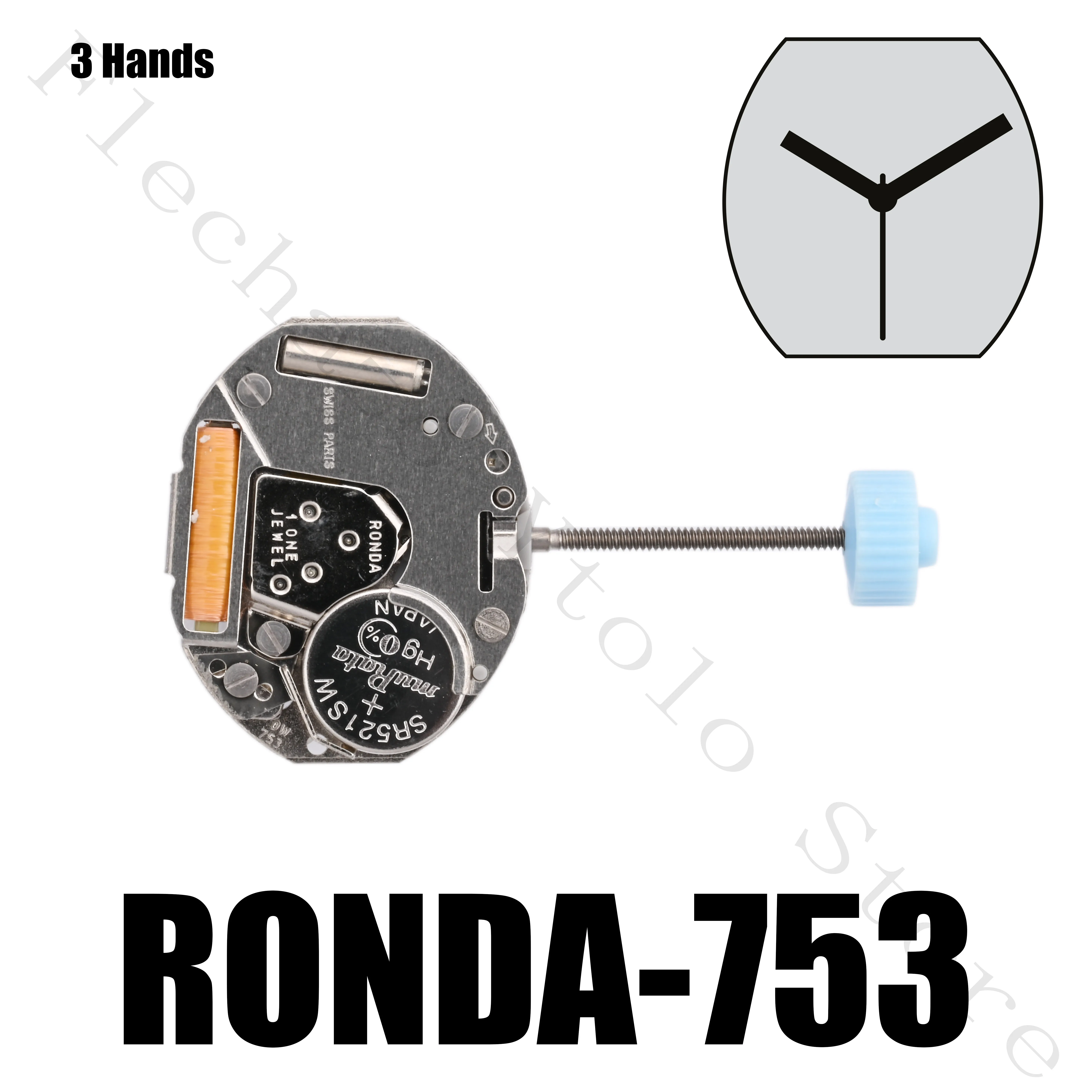 Механизм 753 высокая трубка H1 H2 H3 швейцарский механизм RONDA кварцевый с тремя