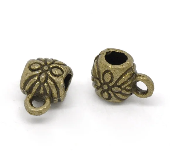 

Vinage Loose Beads Antique Bronze Flower Pattern Bail Beads DIY Making Necklace Metal Beads Jewelry Findings 9x6mm,20-100PCs