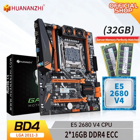 Материнская плата HUANANZHI BD4 LGA 2011-3 с Intel XEON E5 2680 V4 с 2*16G DDR4 RECC память комбинированный комплект NVME NGFF SATA USB