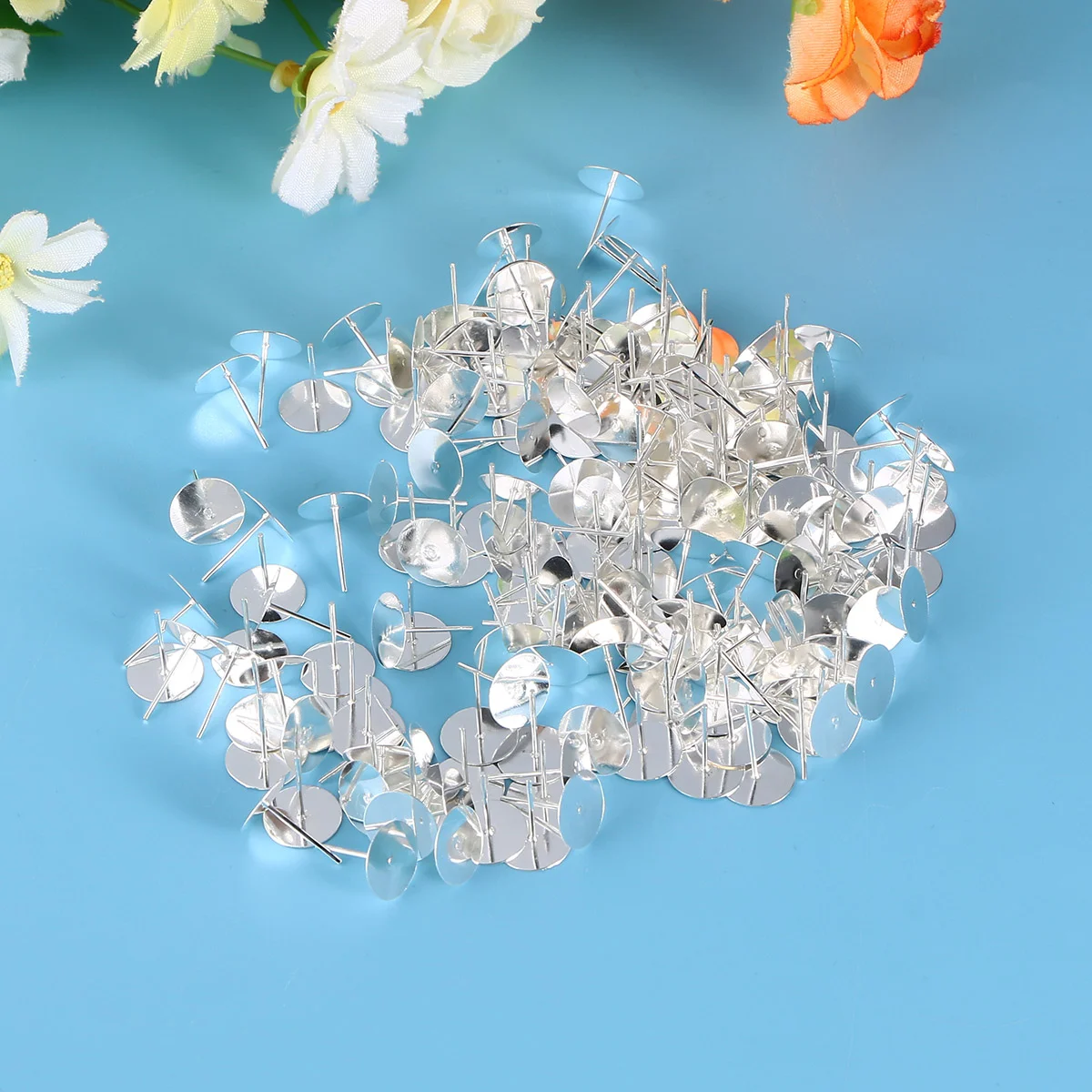 

200 шт., круглые металлические серьги-гвоздики