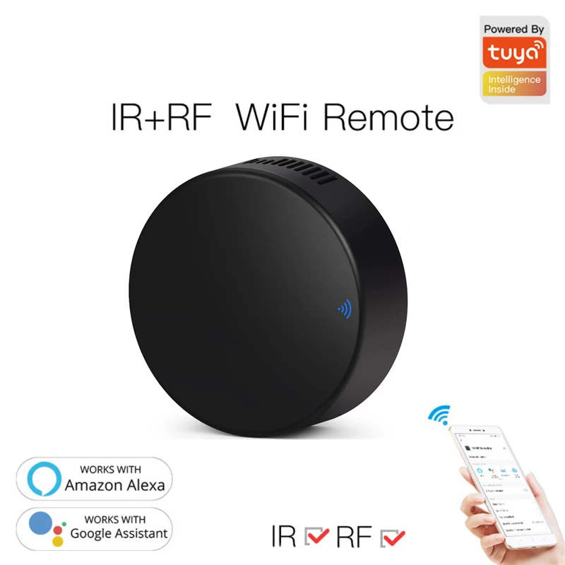 

Tuya IR WiFi Remote Control Smart Universal Infrared RF Control for TV DVD AUD AC Works with Alexa Google Home Alice Smart Home