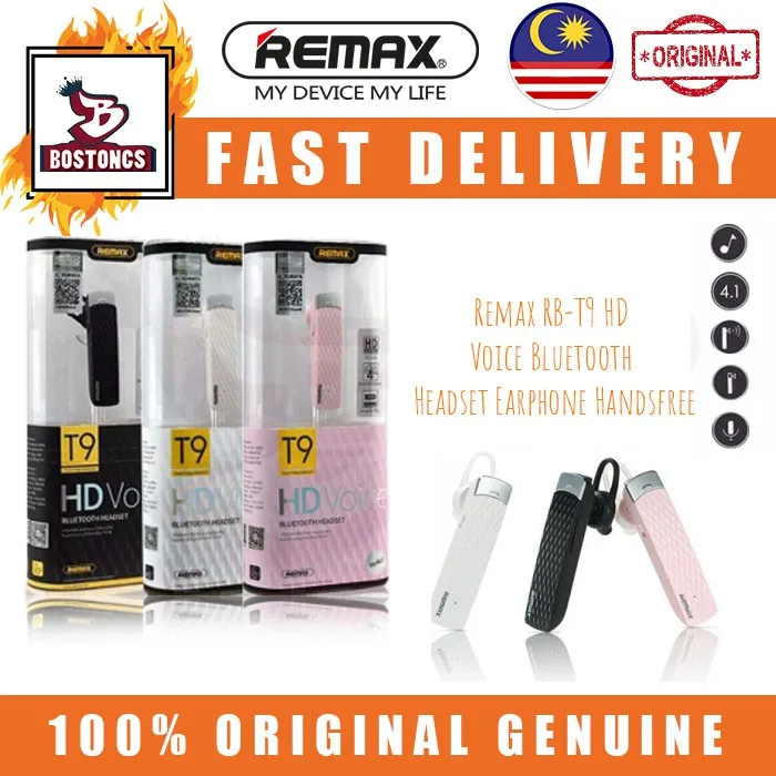 

New BOSTON Remax RB-T9 HD Voice Bluetooth Headset Earphone Handsfree RBT9