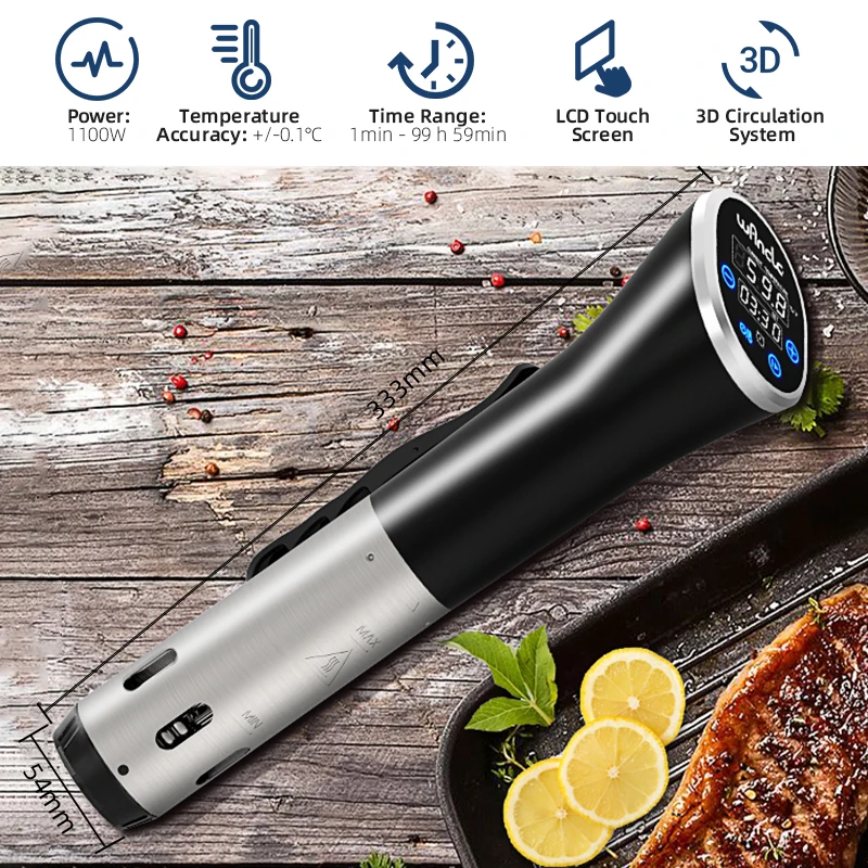 Wancle Sous Vide Плита 1100 Вт IPX7 Водонепроницаемая мультиварка с ЖК-дисплеем Цифровой