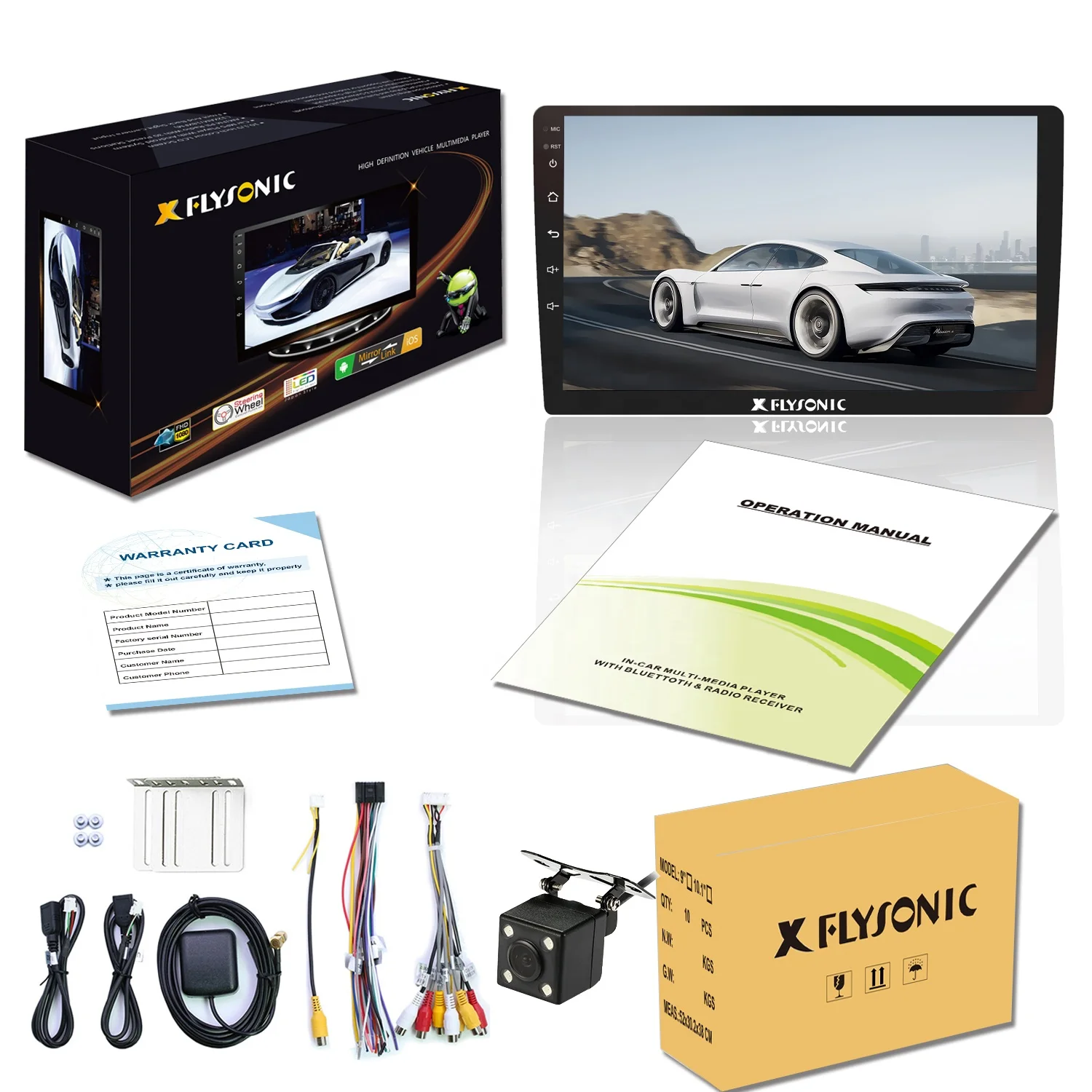 Flysonic Универсальное радио Flysonic 9-дюймовый автомобильный MP5-плеер 2din с сенсорным экраном, камерой заднего вида и пультом дистанционного управления. (art.: 3920dcdead601) - 3920dcdead601