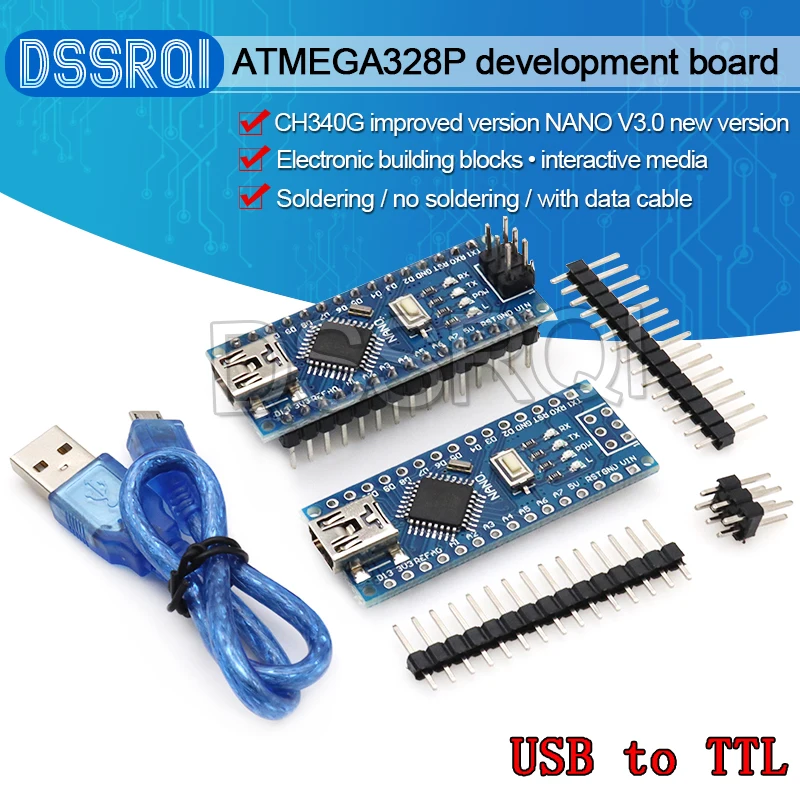 

1PCS Promotion For arduino Nano 3.0 Atmega328 Controller Compatible Board Module PCB Development Board without USB V3.0