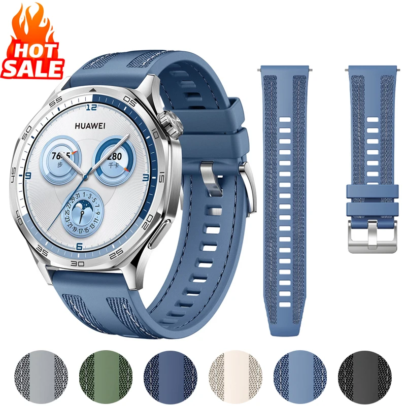 Correa oficial de nailon de 22mm para HUAWEI WATCH GT 6 5 4 46mm/reloj 4 5 6 Pro/GT 6 5 3 2 Pro 46mm pulsera de silicona compuesta