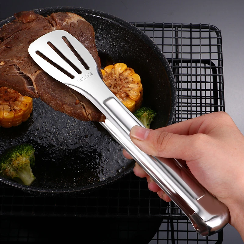 

304 Stainless Steel Barbecue Food Tongs Anti-Scalding Handle Bread Baking Clips Meat Cooking Clamp for Home Kitchen Accessories