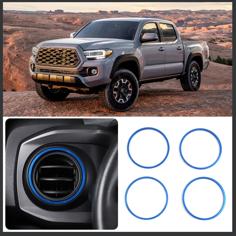 

4pcs set For Toyota Tacoma 2016-20 Car styling Air conditioning outlet ring Aluminum alloy car interior modification accessories