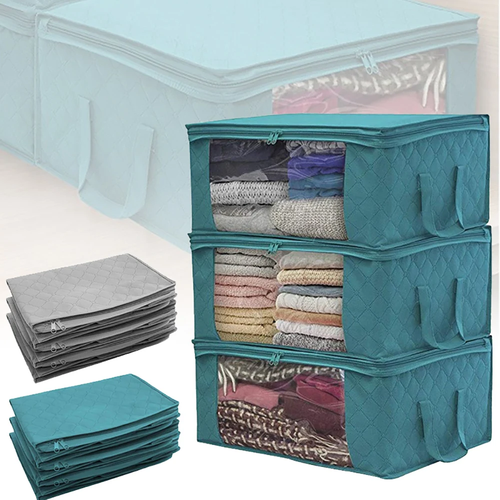 

Foldable Storage Bag Clothes Quilt Blanket Bamboo Charcoal Clothes Organizer Zipper Box Storage Bag Home Blanket Pillow Organize