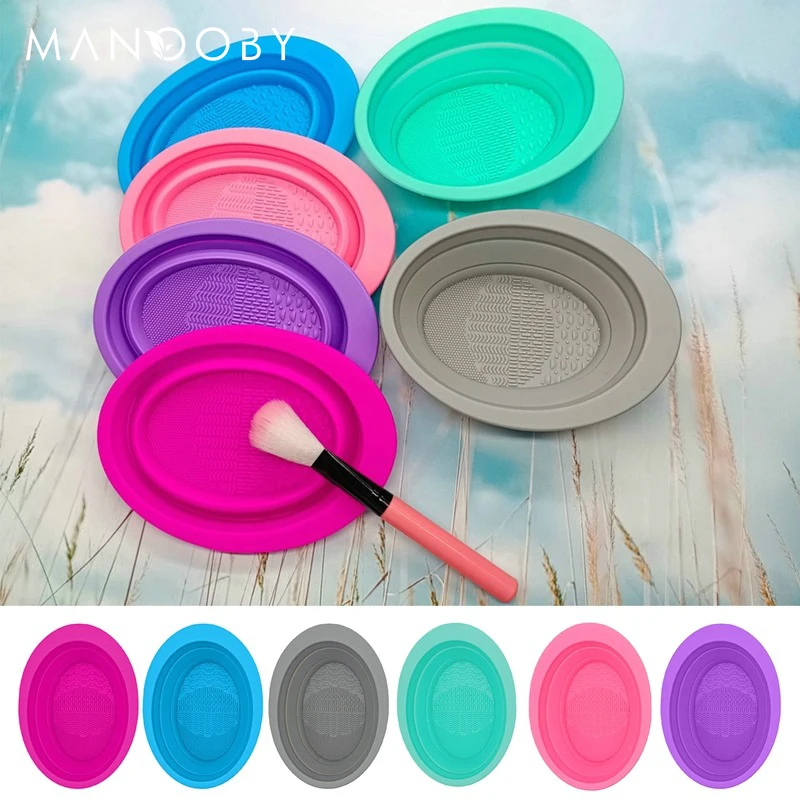 Складной коврик для чистки кистей макияжа силиконовый универсальная коробка