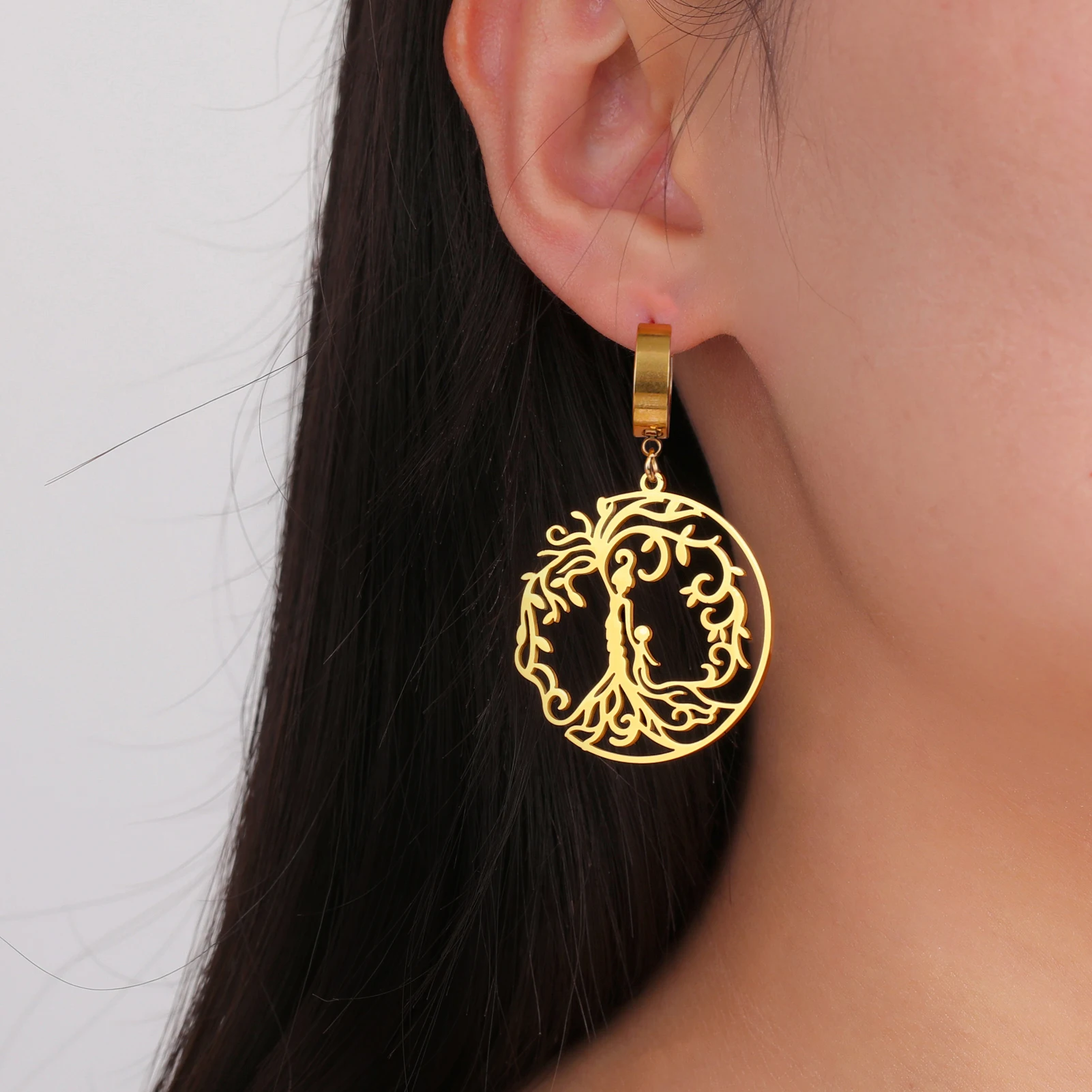 LIKGREAT Серьги-подвески Древо жизни для девочек и мальчиков из нержавеющей стали