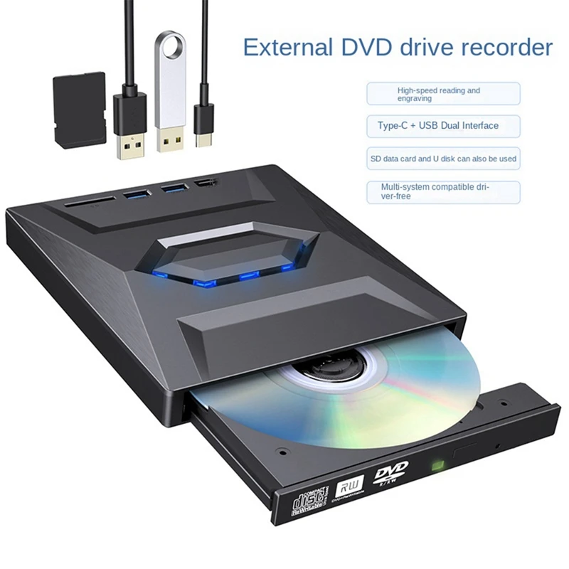 

USB 3.0 Type C внешний CD DVD RW привод DVD записывающее портативное DVD записывающее устройство супер-привод для ноутбука прочный и простой в использовании