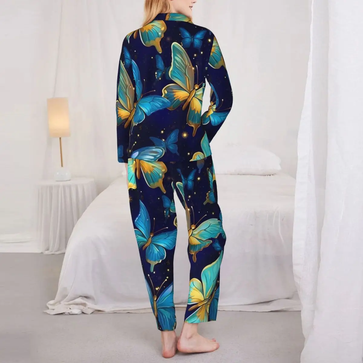 Пижамы женские пастельные бабочки комната пижамы красочные животные из двух