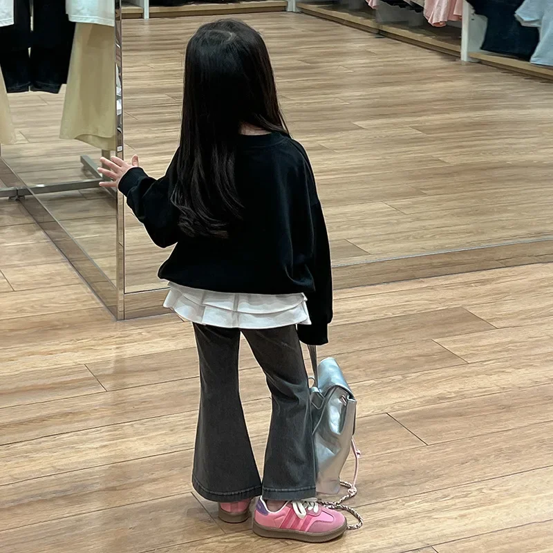 이불 ubranka dla dziewczynki Garnitur Jesień 2024 Nowy styl Koronkowa bluza z kapturem kokardą Fałdy Spódnica ciasta Styl Retro Rozkloszowane