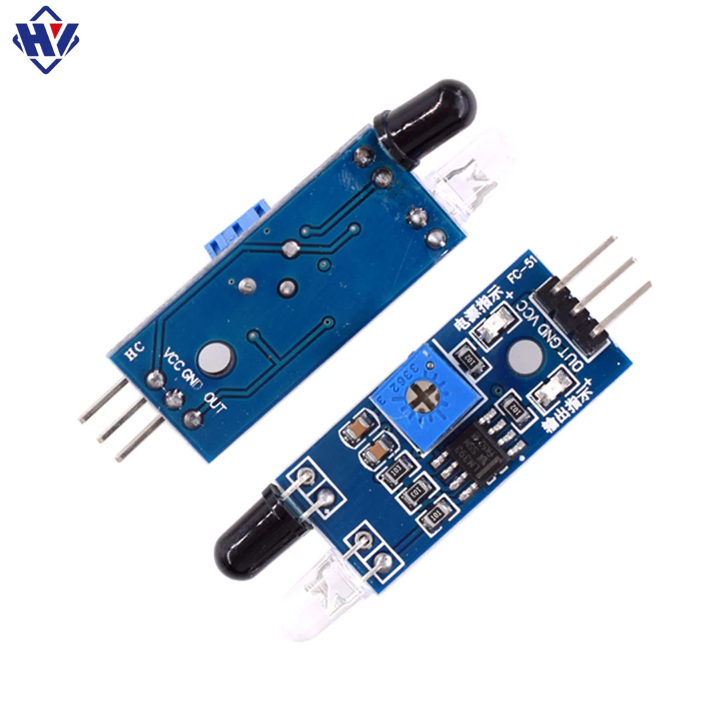 

Smart car robot diffuse reflection infrared obstacle avoidance sensor module DC 3V-5V switch VCC-VCC GND-GND OUT-IO connection
