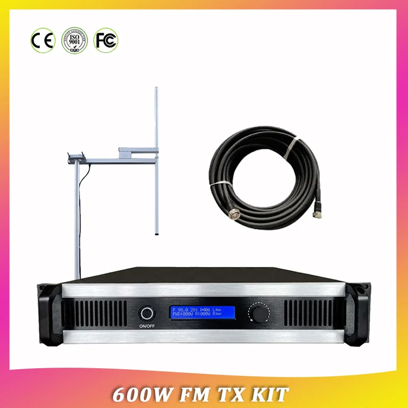 

600W FM transmitter with cable and antenna Kit
