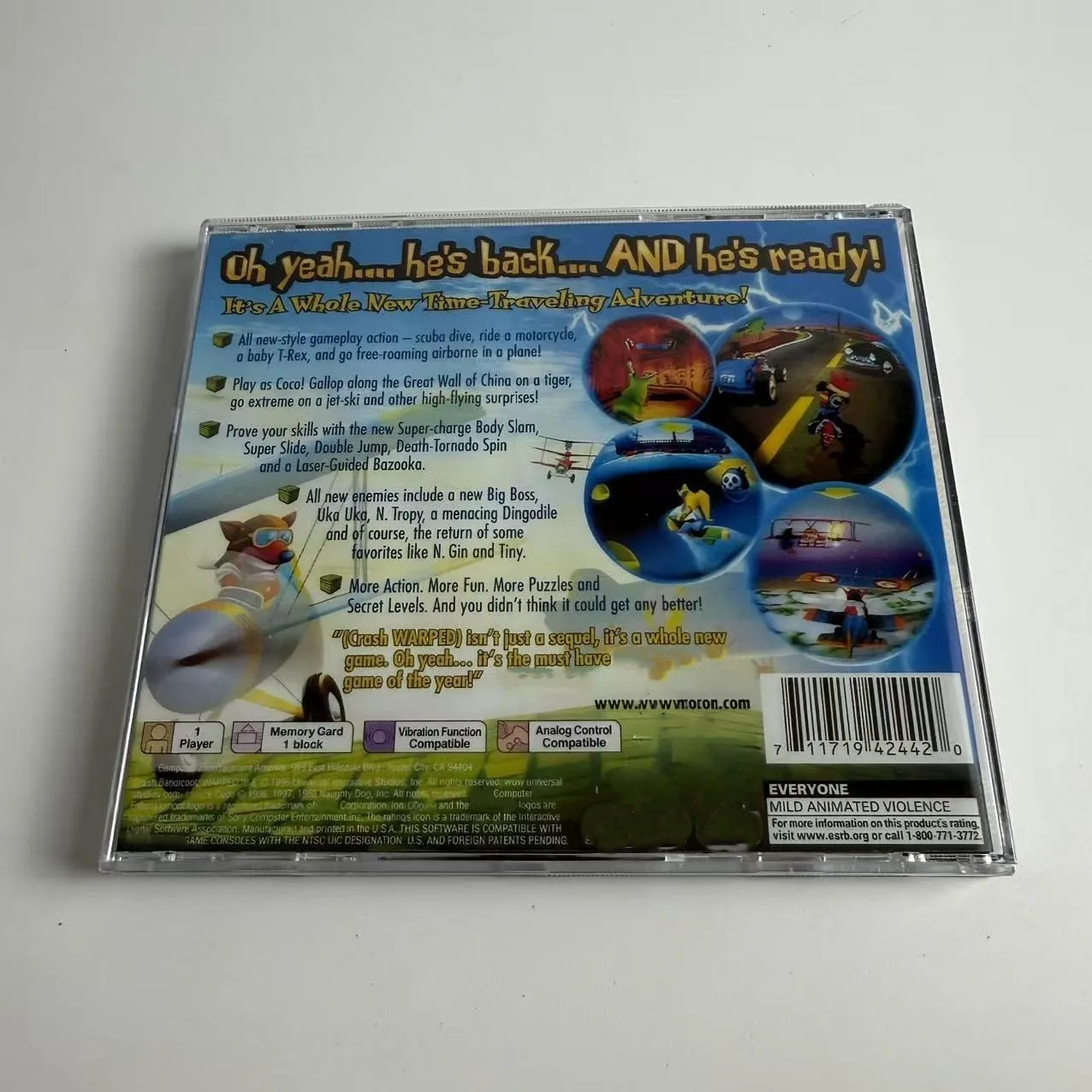 Фото Высококачественный репродукционный диск для PS1: Crash Bandicoot 3: Warped (версия для США с вибрацией, без инструкции) №2
