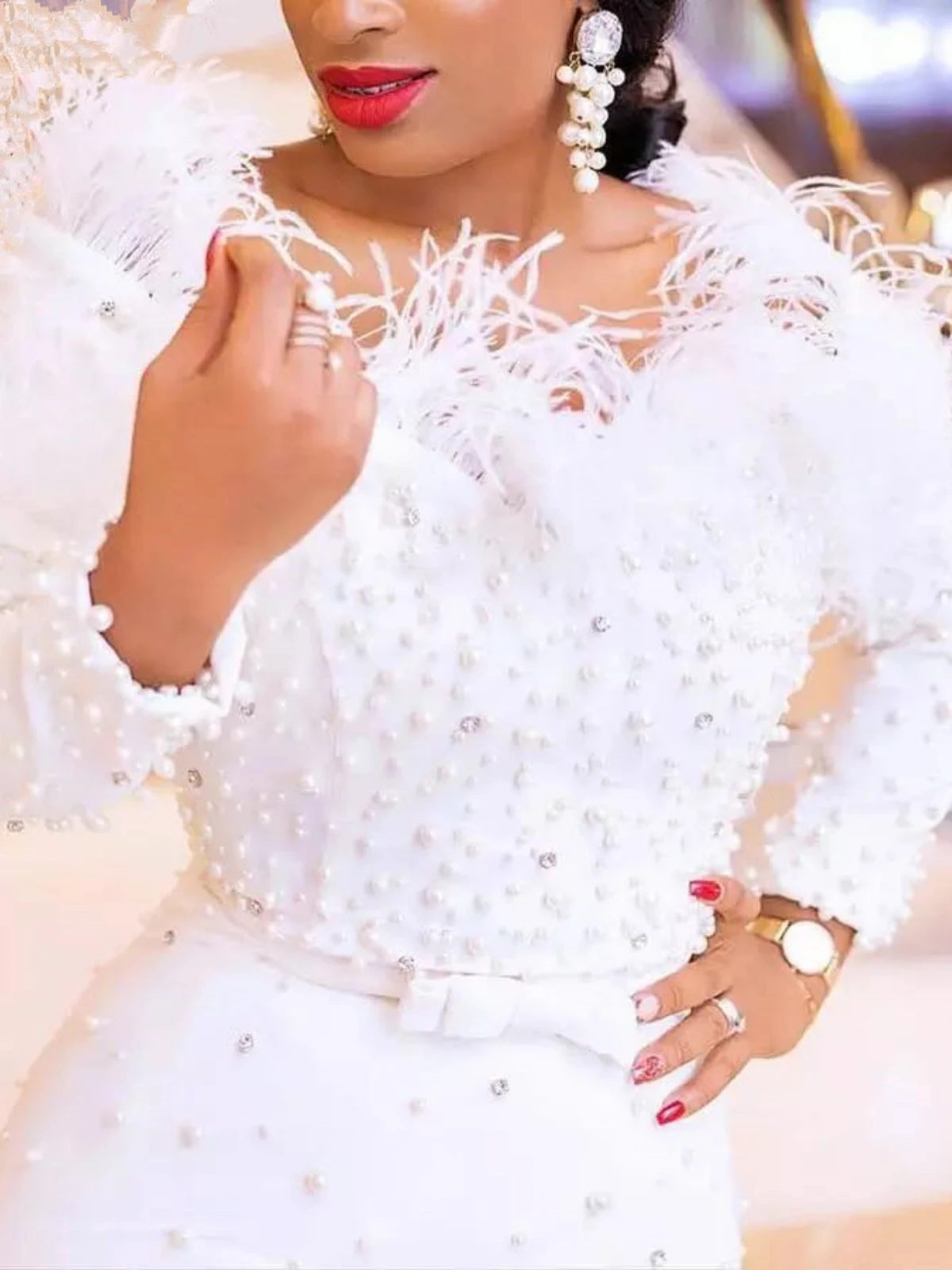 Новое Элегантное Вечернее Платье с белыми бусинами женская одежда облегающее