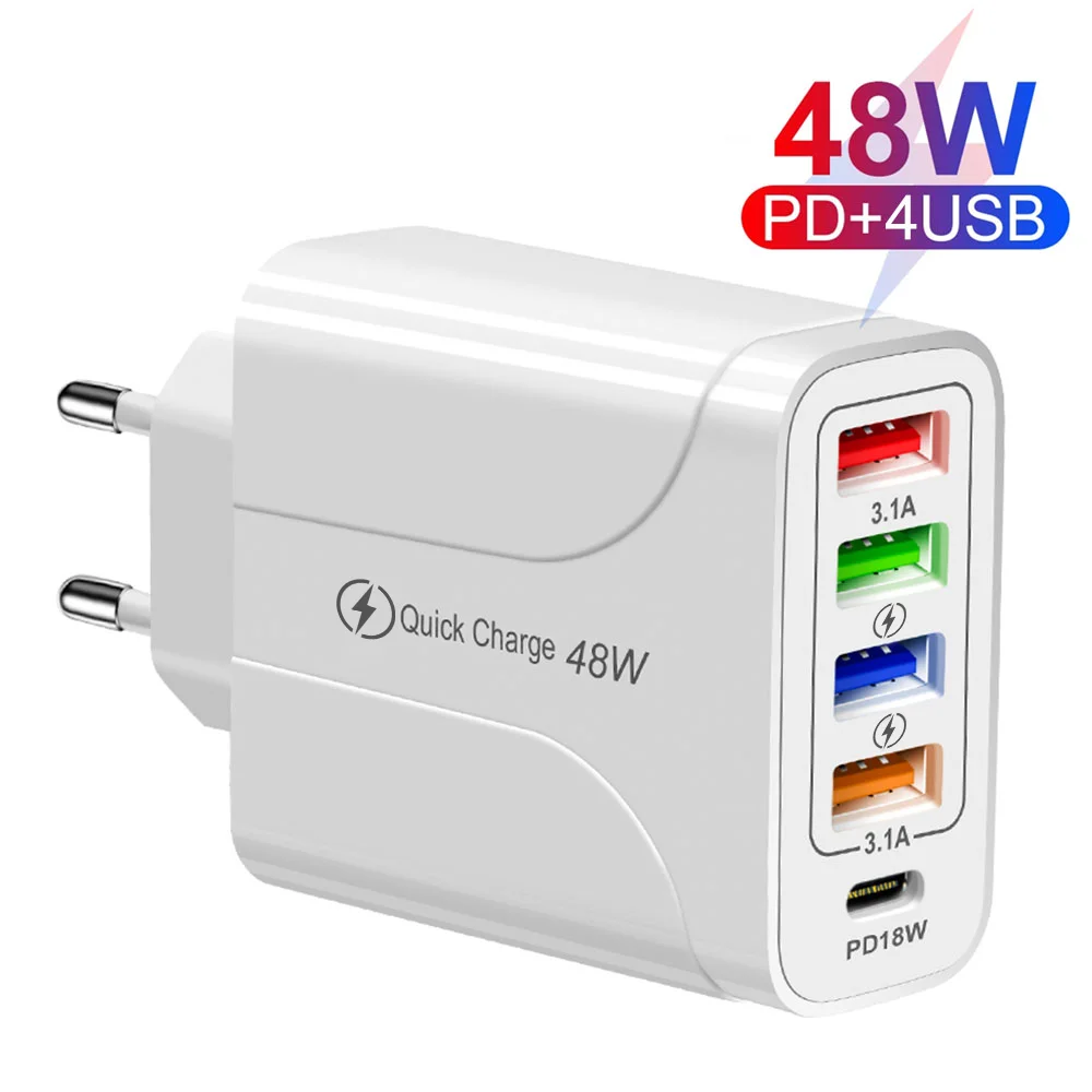 

Olaf USB Type C Charger PD Fast Charging For iPhone 13 12 Xiamo Samsung Mobile Phone Wall Adapter USB C Charger QC3.0 5 Port