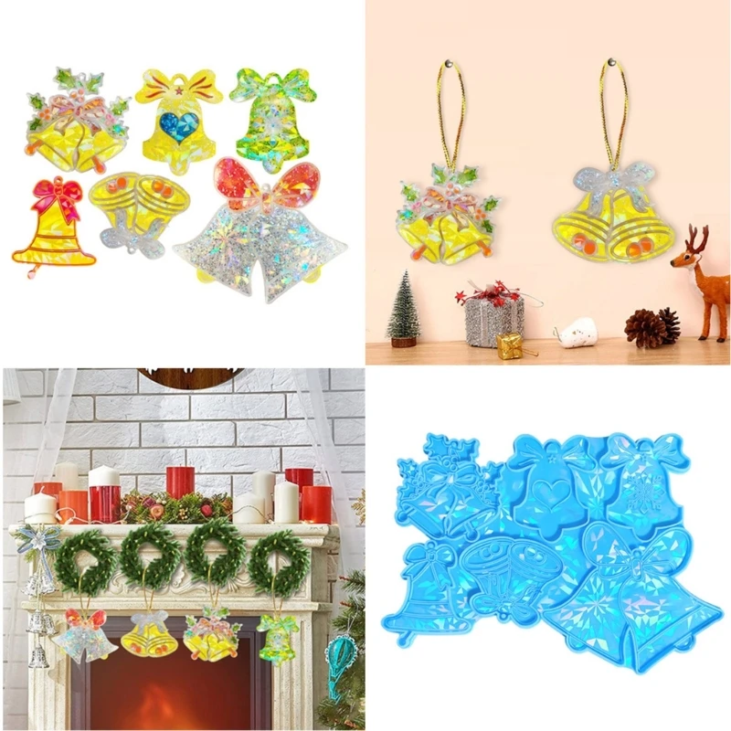 

MXME силиконовые комбинированные колокольчики голографические формы легкая тень брелок форма для подвески DIY украшения изделия