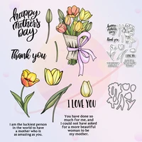 flowers tulip cutting dies clear stamp mothers day gifts diy scrapbooking cut dies stamps for paper cards making stecil decor