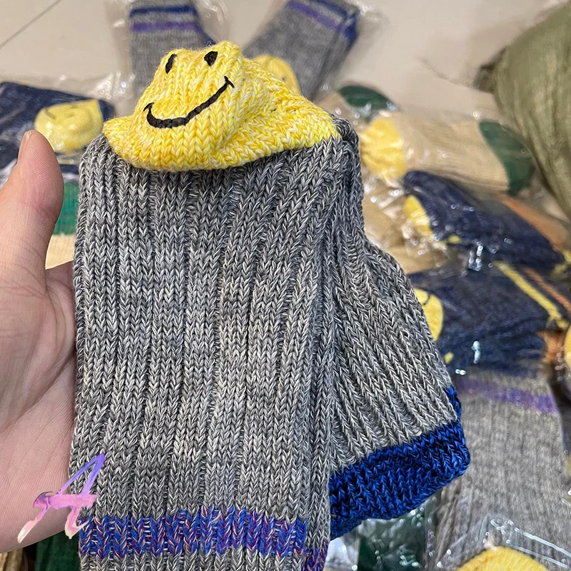 KAPITAL Socks Men's Women's Fashion Smiley Face Knitted Middle Tube Socks