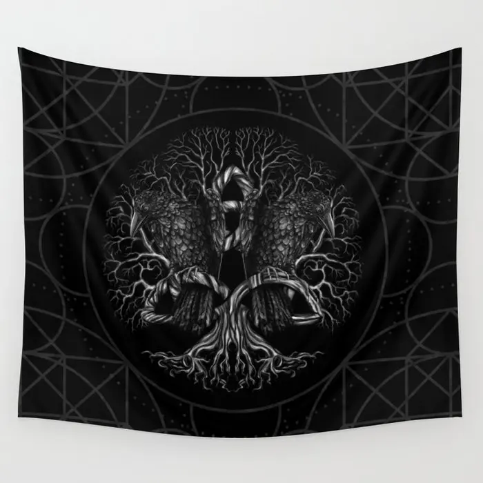 

Tree Of Life Yggdrasil With Ravens Wall Tapestry Wall Hanging Art Coverlet Bedding Blanket Sheet Throw Home Decor Yoga Mat